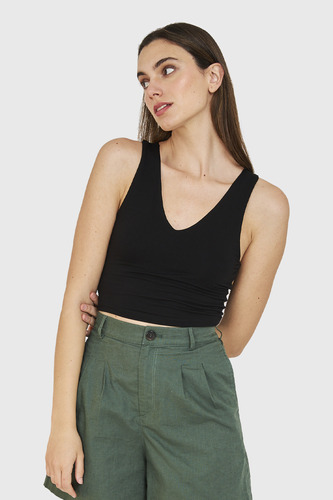 Crop Top Modal Negro Nicopoly