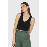 Crop Top Modal Negro Nicopoly