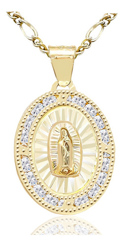 Medalla Oro 10k Virgen De Guadalupe Con Cadena De 50cm