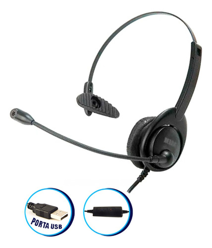 Fone Headset Agem Ah-089 Telemarketing Call Center Usb