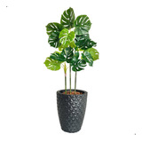 Planta Artificial Costela De Adão Troncos + Vaso Polietileno