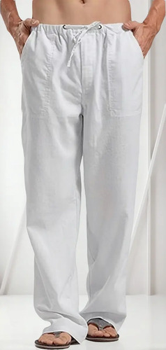 Pantalones De Algodón Y Lino Transpirables Estilo Playa Hawa