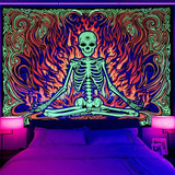 Tapestry Skull Uv Reactivo, 59.1 X 82.7, Compatible Con Dorm