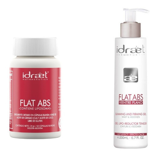 Kit X2 Flat Abs Idraet Reductor Vientre Plano Gel Capsulas 