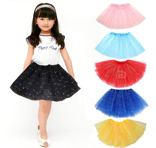 Tutu Con Glitter Colores Niñas Disfraz Hadas Princesas Mnr