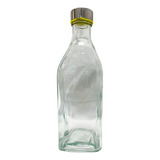 Botella De Vidrio Cuadrada Jugo Agua Con Tapa De Metal 1 L