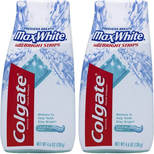 Colgate Pasta Max White Mini Aliento Tiras Vidrio Menta 2 Pk