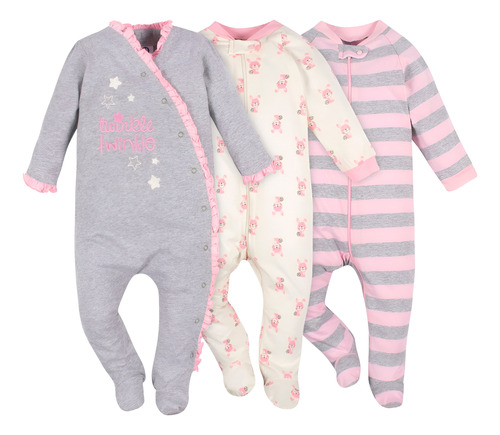 Set 3 Piezas Pijamas Enteriza Gerber Original Ropa Bebe Niña