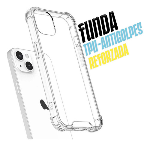 Funda Transparente Antigolpes Reforzada Para iPhone +vidrio 