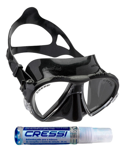 Máscara De Mergulho Cressi Matrix Black + Anti Fog Sea Gold