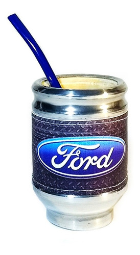 Mate Y Bombilla De Acero Inoxidable Aluminio Madera Ford