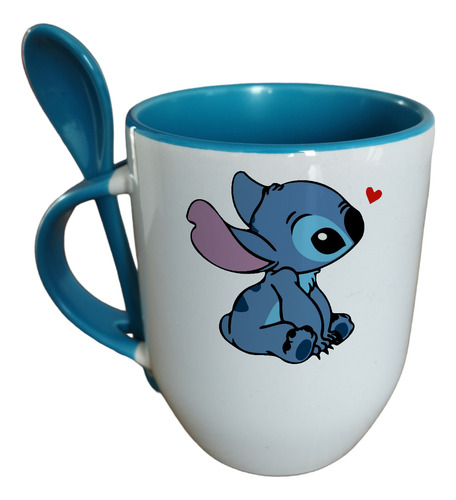 Taza Con Cuchara Disney Stitch Personalizable
