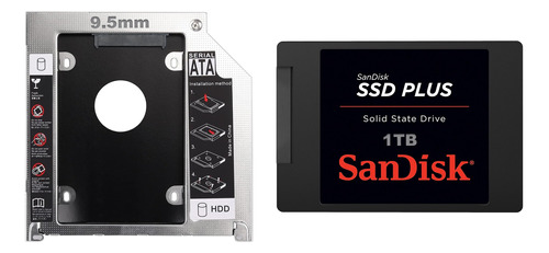Kit Ssd 1tb Sandisk Plus Sata Iii 1000gb Velocidade Leitura 530mb/s + Adaptador Caddy 9.5mm Para Notebook