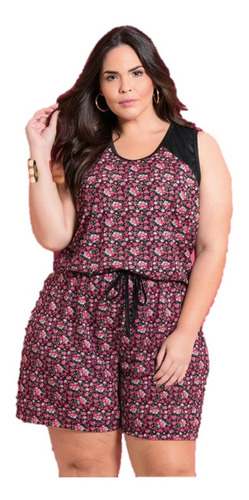 Macacão Macaquinho Estampa Floral Plus Size Moda Feminina