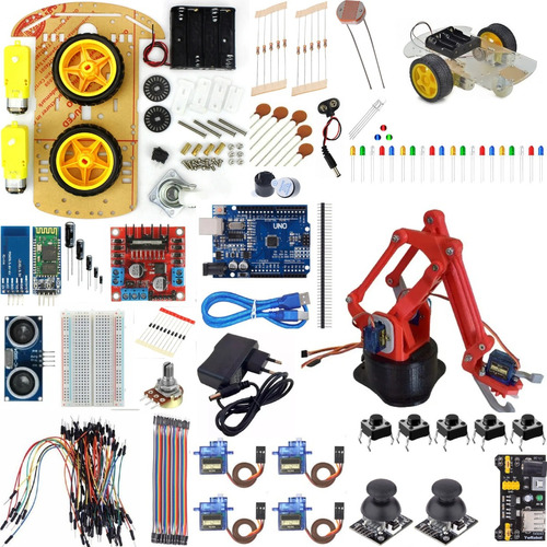 Kit Uno R3 Robôs Veiculo Braço Robótico Veículo 2wd