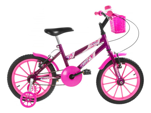 Bicicleta Passeio Para Meninas Aro 16 Com Rodinhas Colorida