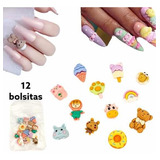 144 Piezas Decoracion De Uñas Kawaii 3d Figura Muñequitos