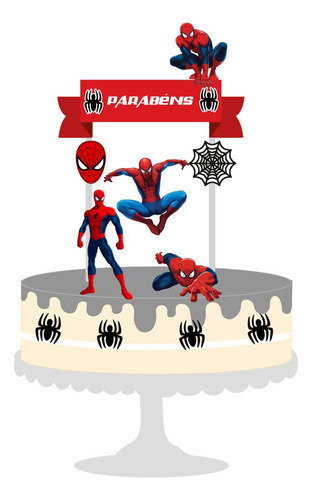 Enfeite Topo De Bolo Tema Homem Aranha Topper Personagens