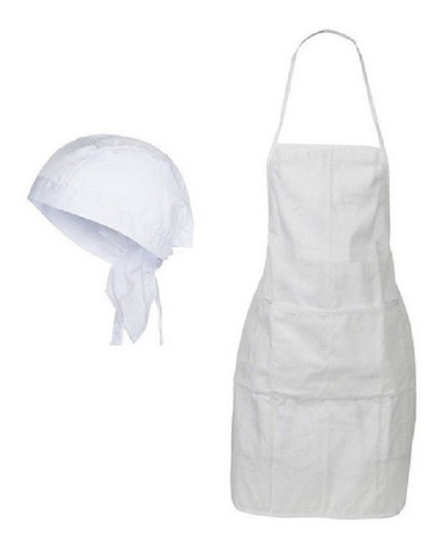 Set 2 Delantal De Cocina + 2 Gorro Bandana Excelente Calidad