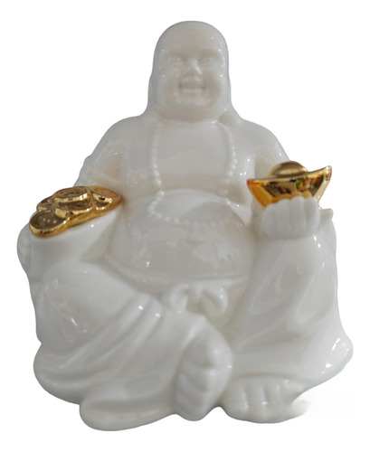 Estátua Enfeite Luminária Buda Da Fortuna Porcelana + Brinde