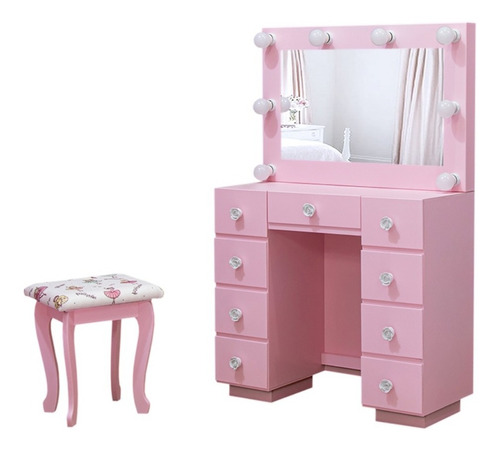 Penteadeira Camarim Maquiadora Infantil Rosa Bebe.