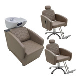 Kit 1 Cadeira Fixa + 1 Reclinável Pp + 1 Lavatório Elegance 