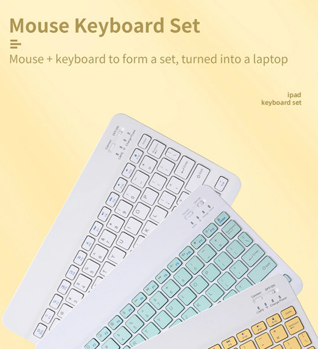 Kit Teclado Mouse Pastel Bt Para Windows Apple Android Slim