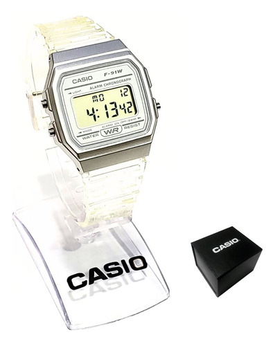 Relógio Casio Feminino Digital Transparente F-91ws-7df + Nf