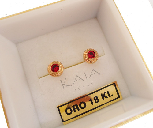 Aros Abridores Oro 18 Kt Guarda Piedra Roja Rec Nacida Bebé