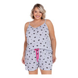 Pijama Verão De Alcinha Malha Plus Size  