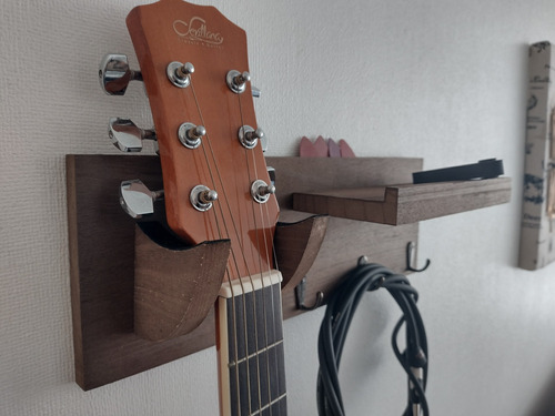 Soporte Guitarra Muro Repisa Lawsol Moderno Estante Café 