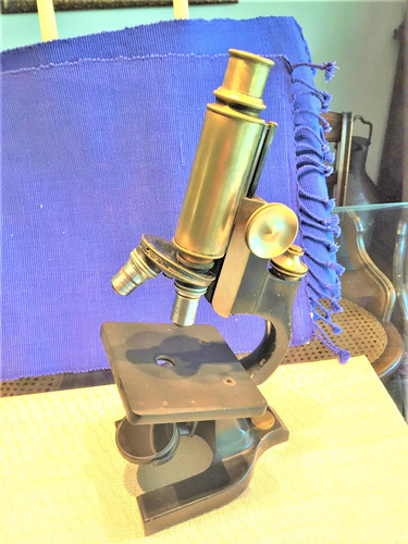 Antiguo Microscopio De Bronce Y Metal Spencer