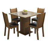 Juego Comedor Mesa Tapa Cristal 4 Sillas Perla Madesa M/c/n