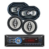 Kit Fácil 4 Falantes 6 Pol + 6x9 Leson  Rádio Bluetooth Mp3