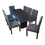 Juego Comedor Mesa Rectangular Tr 220x90 + 8 Sillas Chenille