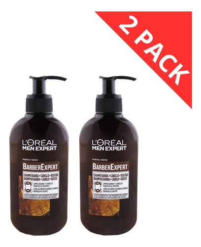 2 Pack Loreal Men Expert Barber Shampoo Barba Rostro 200ml