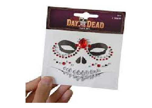 Adesivo Facial C/strass Maquiagem Caveira Mexicana Halloween