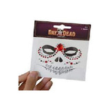 Adesivo Facial C/strass Maquiagem Caveira Mexicana Halloween