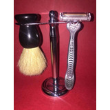 Kit Barbear C/ Pedestal Metal /pincel De Texugo/gillette  Pr