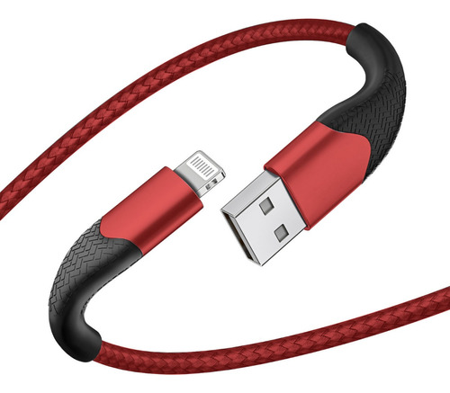 Cable De Datos Para iPhone Lightning Carga Rapida 2m Rojo