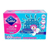 Toallas Femeninas Saba Ultra Invisible Con Alas 60 Pzas