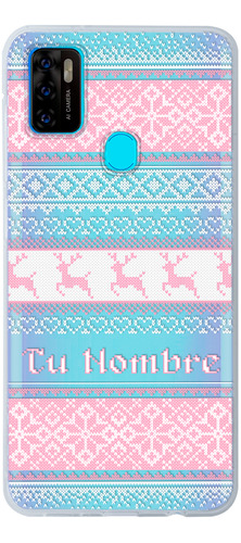 Funda Para Zte Ugly Sweater Navideño Rosa Con Tu Nombre