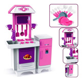 Cozinha Infantil Pia Forno Geladeira Fogão Rosa Grande Aguá