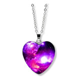 Collar Dije Cristal Corazón Galaxia Nebulosa Universo Mujer