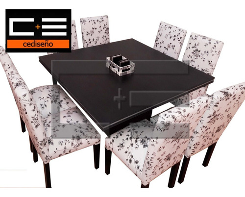 Juego Comedor Moderno Tr 130x130+8 Sillas Eco C/dibujo