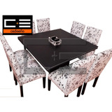 Juego Comedor Moderno Tr 130x130+8 Sillas Eco C/dibujo