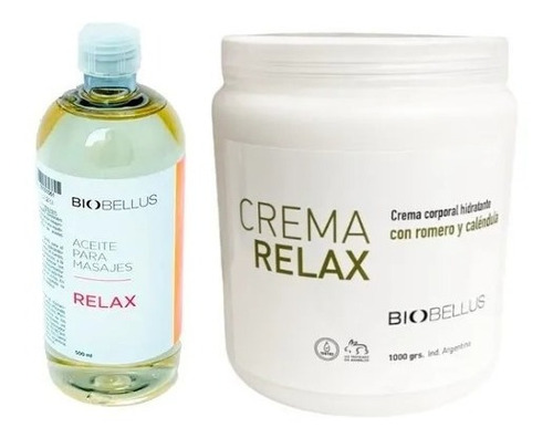 Aceite Relax 500ml + Crema Masaje Muscular 1kg - Biobellus