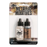 Tim Holtz 2 Tintas Alcohol Metalico Cobre Perla Papel Tarjet