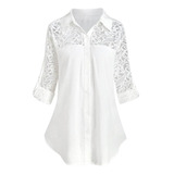 Camisa Blusa Social Plus Size Renda Branco Batizado 572r