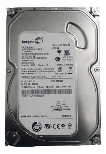 2x1 - Disco Duro 3.5  Seagate Barracuda 7200 Rpm 320 Gb.